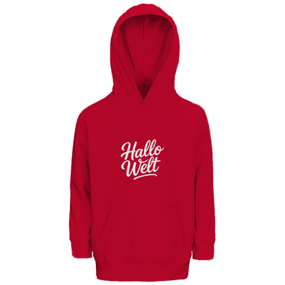 Kinder Bio Hoodie „Hallo Welt“ – Premium Kids Hoodie aus Bio-Baumwolle | Nachhaltiger Spruch Hoodie