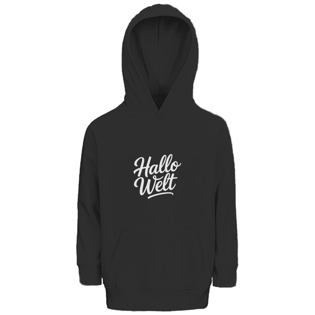 Kinder Bio Hoodie „Hallo Welt“ – Premium Kids Hoodie aus Bio-Baumwolle | Nachhaltiger Spruch Hoodie