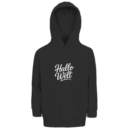 Kinder Bio Hoodie „Hallo Welt“ – Premium Kids Hoodie aus Bio-Baumwolle | Nachhaltiger Spruch Hoodie