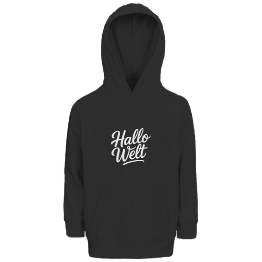 Kinder Bio Hoodie „Hallo Welt“ – Premium Kids Hoodie aus Bio-Baumwolle | Nachhaltiger Spruch Hoodie