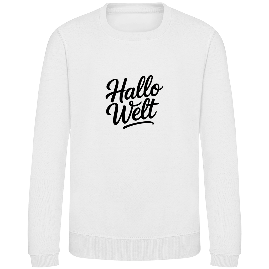 Kinder Sweatshirt „Hallo Welt“ – Premium Kids Pullover | Nachhaltiges Spruch Sweatshirt