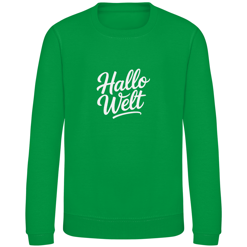 Kinder Sweatshirt „Hallo Welt“ – Premium Kids Pullover | Nachhaltiges Spruch Sweatshirt