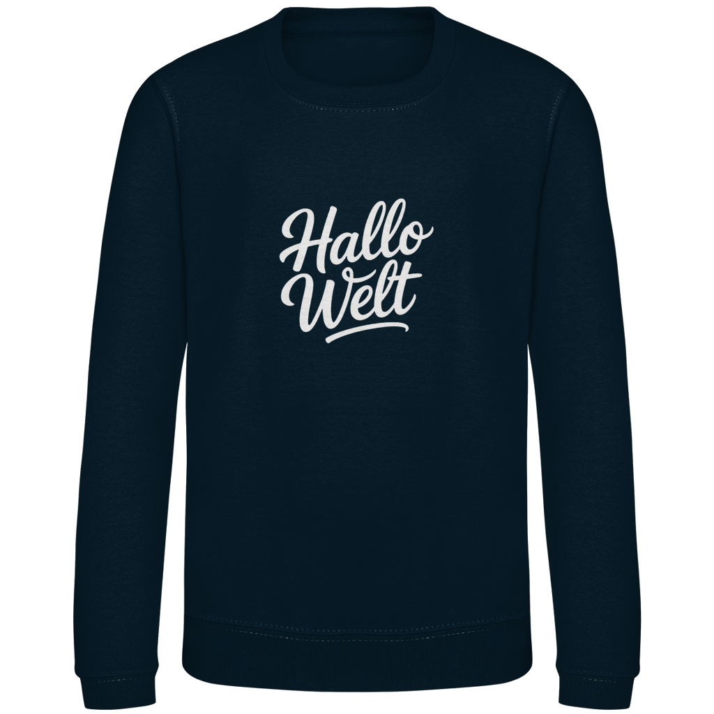 Kinder Sweatshirt „Hallo Welt“ – Premium Kids Pullover | Nachhaltiges Spruch Sweatshirt