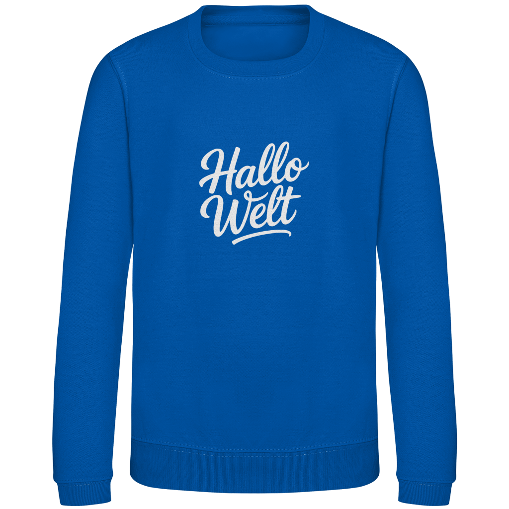 Kinder Sweatshirt „Hallo Welt“ – Premium Kids Pullover | Nachhaltiges Spruch Sweatshirt