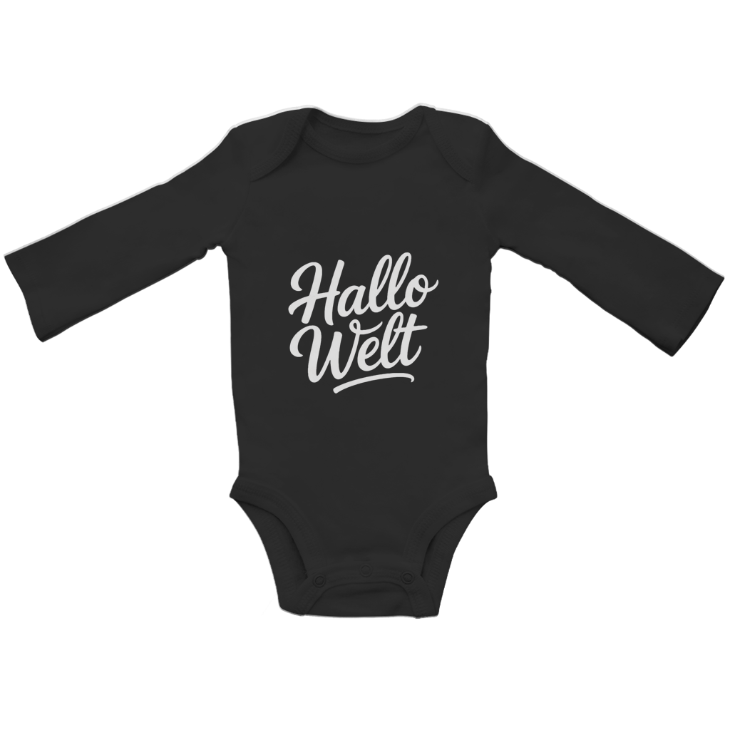 Baby Bio Langarm Body „Hallo Welt“ – Premium Bodysuit aus Bio-Baumwolle | Nachhaltiger Baby Spruchbody
