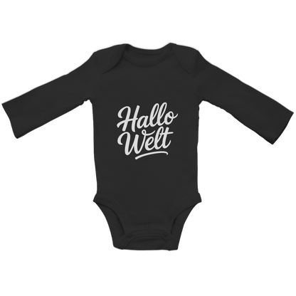 Baby Bio Langarm Body „Hallo Welt“ – Premium Bodysuit aus Bio-Baumwolle | Nachhaltiger Baby Spruchbody