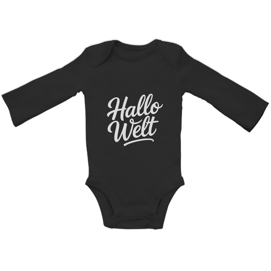 Baby Bio Langarm Body „Hallo Welt“ – Premium Bodysuit aus Bio-Baumwolle | Nachhaltiger Baby Spruchbody