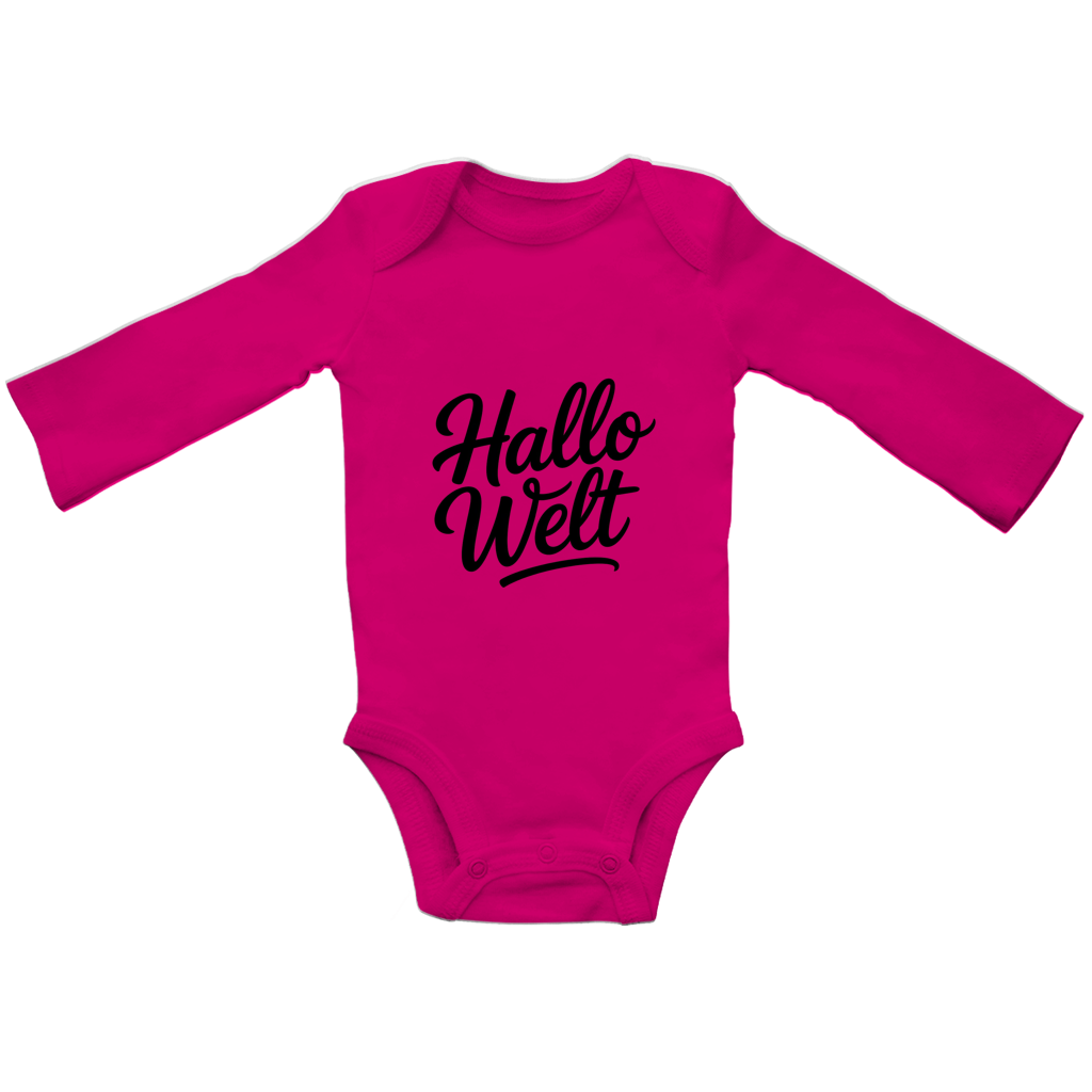 Baby Bio Langarm Body „Hallo Welt“ – Premium Bodysuit aus Bio-Baumwolle | Nachhaltiger Baby Spruchbody