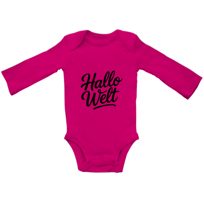 Baby Bio Langarm Body „Hallo Welt“ – Premium Bodysuit aus Bio-Baumwolle | Nachhaltiger Baby Spruchbody