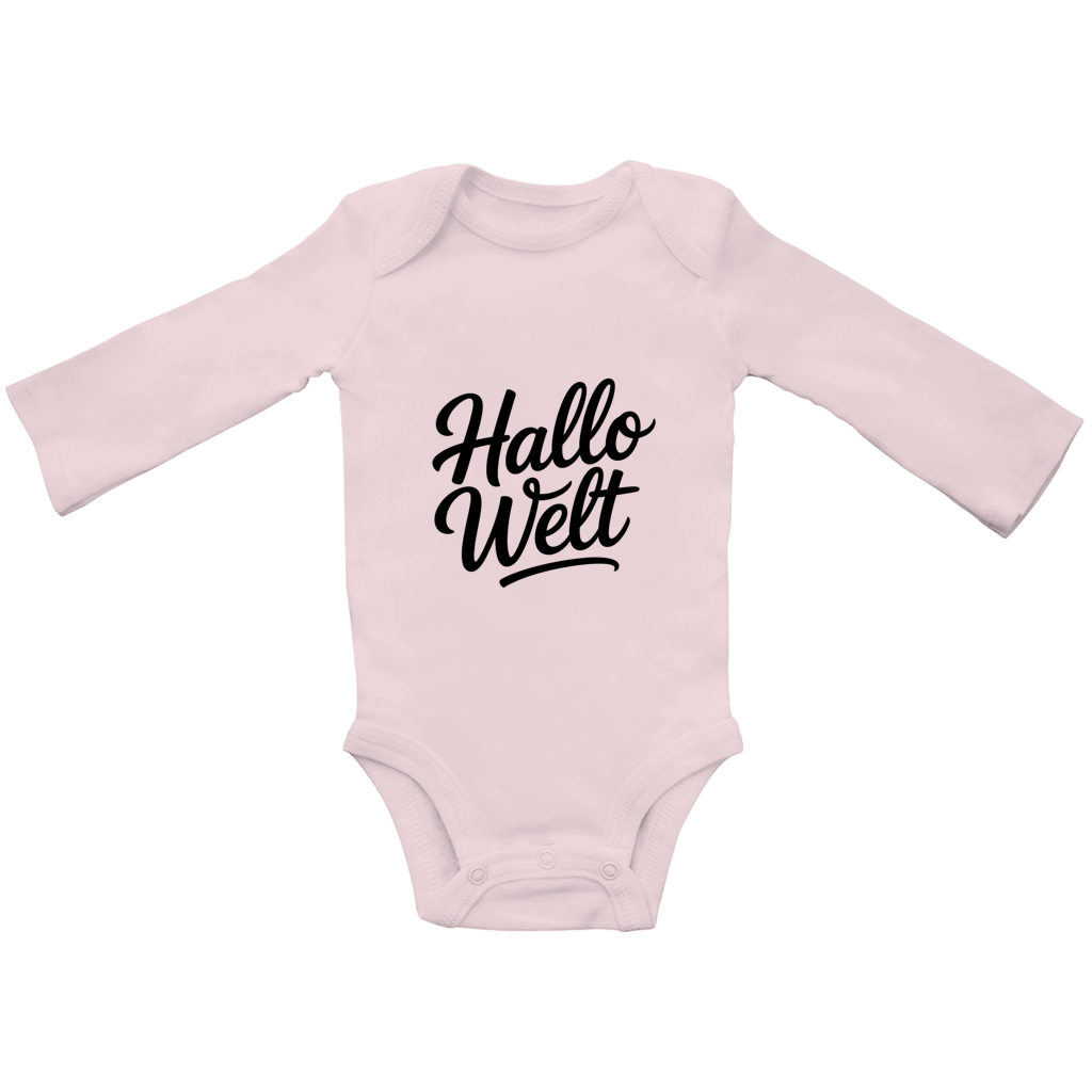 Baby Bio Langarm Body „Hallo Welt“ – Premium Bodysuit aus Bio-Baumwolle | Nachhaltiger Baby Spruchbody