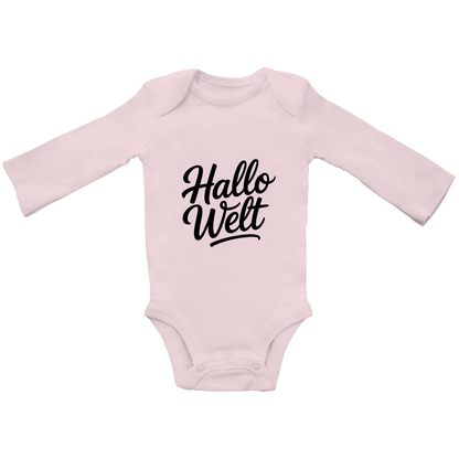 Baby Bio Langarm Body „Hallo Welt“ – Premium Bodysuit aus Bio-Baumwolle | Nachhaltiger Baby Spruchbody