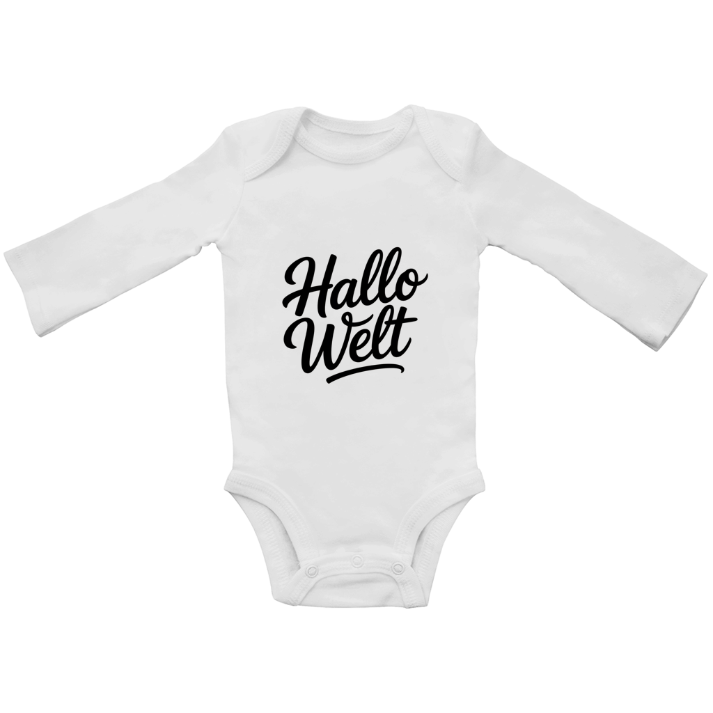 Baby Bio Langarm Body „Hallo Welt“ – Premium Bodysuit aus Bio-Baumwolle | Nachhaltiger Baby Spruchbody