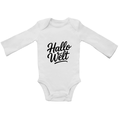 Baby Bio Langarm Body „Hallo Welt“ – Premium Bodysuit aus Bio-Baumwolle | Nachhaltiger Baby Spruchbody