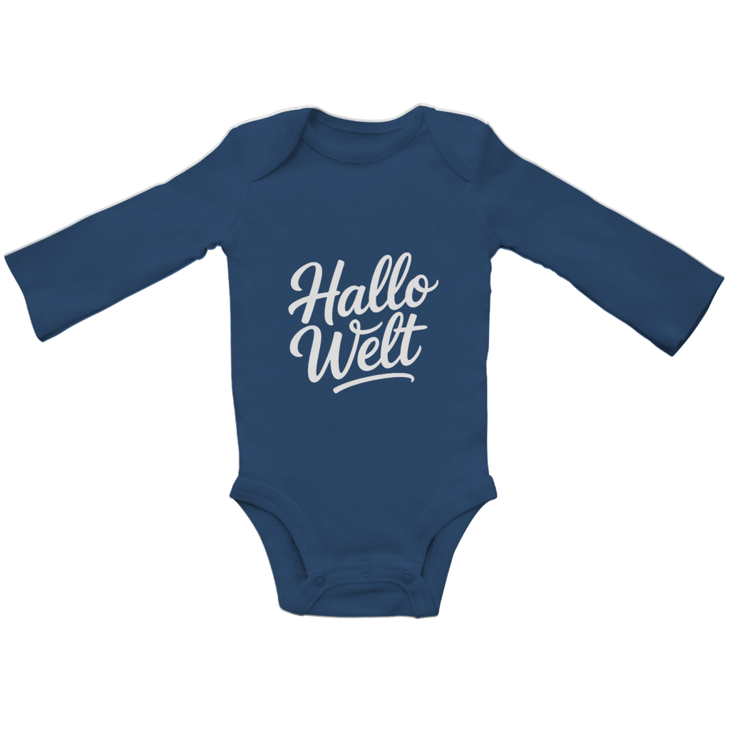 Baby Bio Langarm Body „Hallo Welt“ – Premium Bodysuit aus Bio-Baumwolle | Nachhaltiger Baby Spruchbody