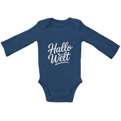 Baby Bio Langarm Body „Hallo Welt“ – Premium Bodysuit aus Bio-Baumwolle | Nachhaltiger Baby Spruchbody