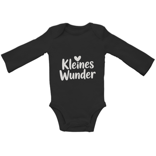 Baby Bio Langarm Body „Kleines Wunder“ – Premium Bodysuit aus Bio-Baumwolle | Nachhaltiger Baby Spruch Body