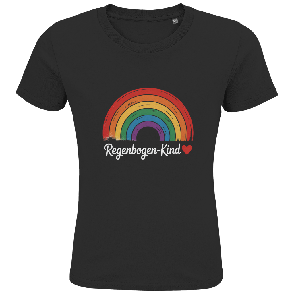 Kinder Bio T-Shirt „Regenbogen-Kind“ – Premium Kids Shirt aus Bio-Baumwolle | Nachhaltiges Motivshirt
