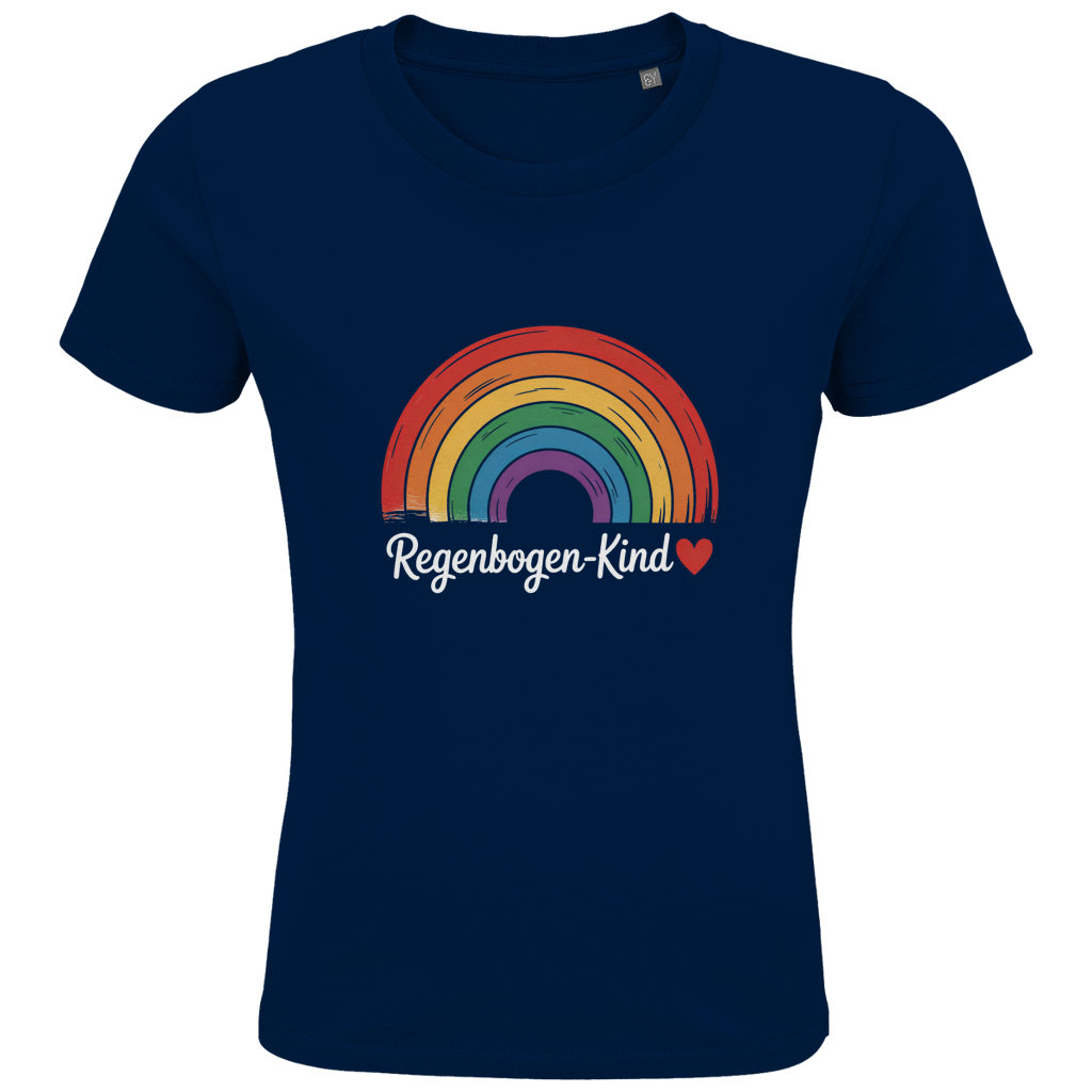 Kinder Bio T-Shirt „Regenbogen-Kind“ – Premium Kids Shirt aus Bio-Baumwolle | Nachhaltiges Motivshirt