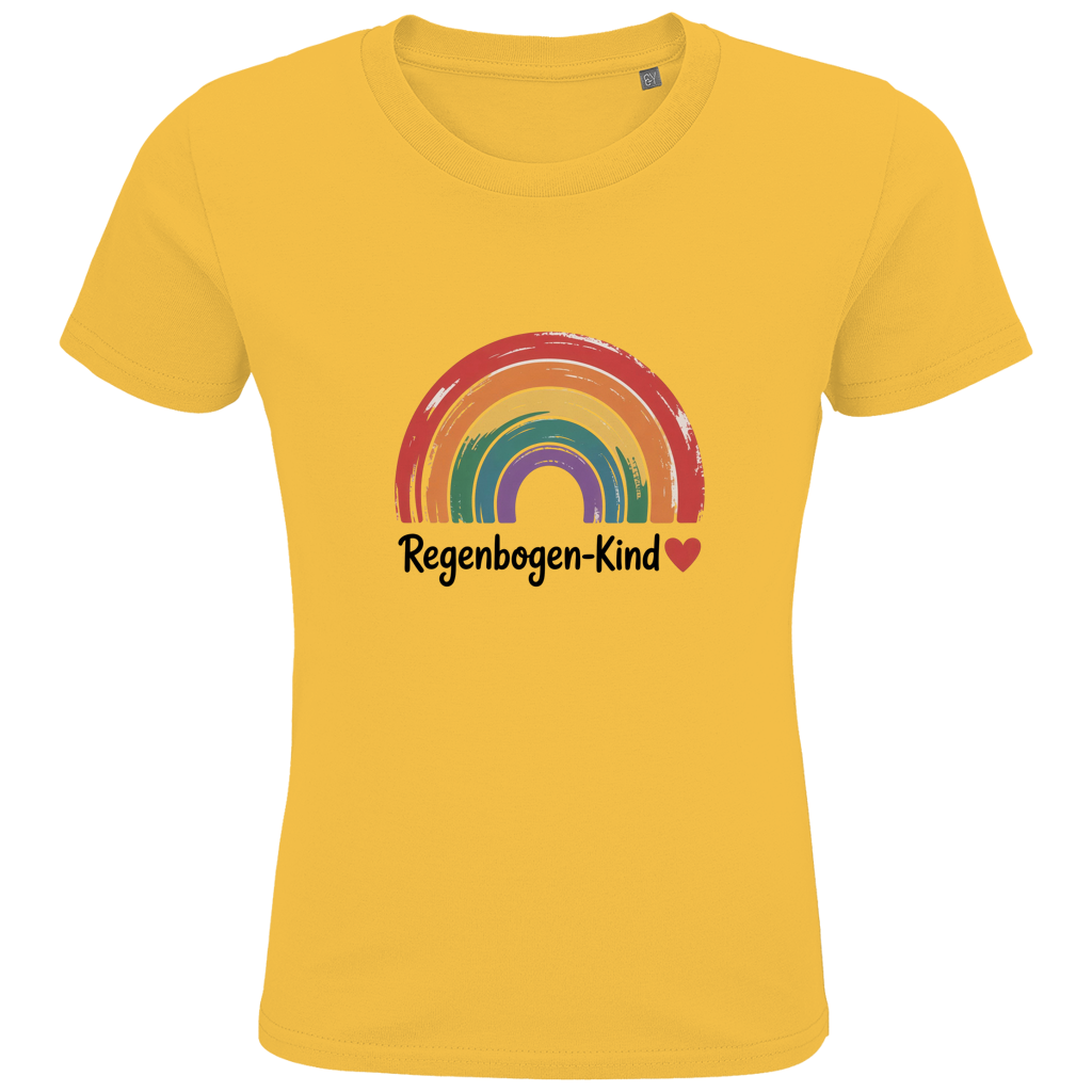 Kinder Bio T-Shirt „Regenbogen-Kind“ – Premium Kids Shirt aus Bio-Baumwolle | Nachhaltiges Motivshirt