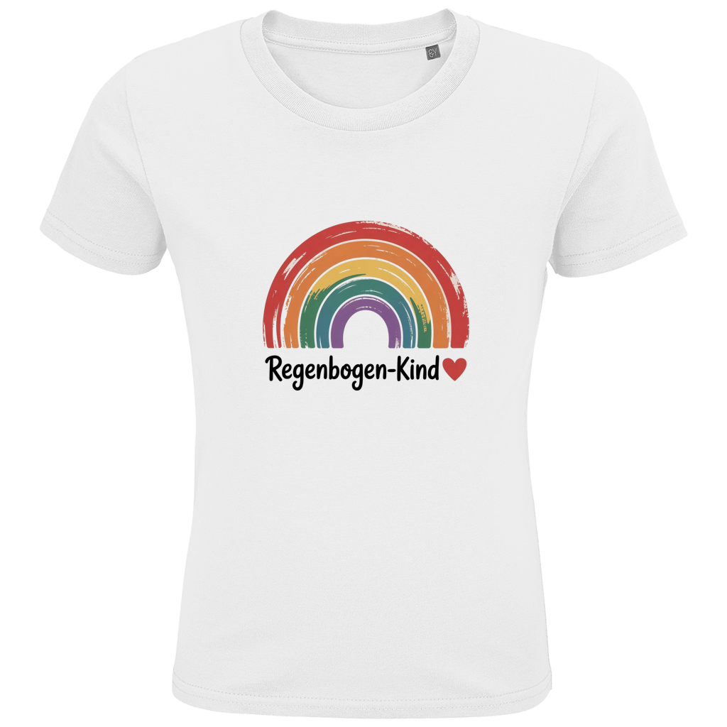 Kinder Bio T-Shirt „Regenbogen-Kind“ – Premium Kids Shirt aus Bio-Baumwolle | Nachhaltiges Motivshirt
