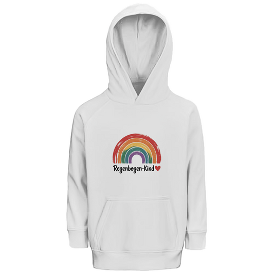 Kinder Bio Hoodie „Regenbogen-Kind“ – Premium Kids Hoodie aus Bio-Baumwolle | Nachhaltiger Motiv Hoodie
