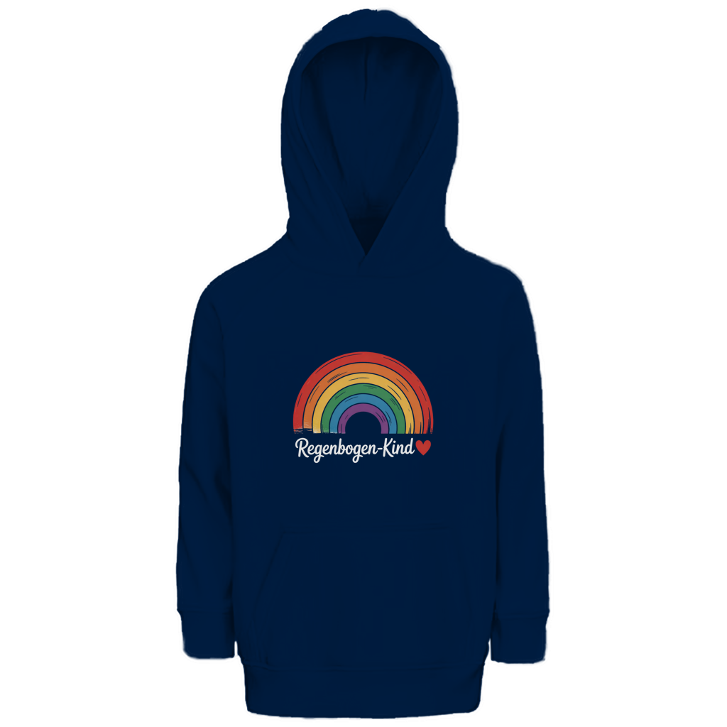 Kinder Bio Hoodie „Regenbogen-Kind“ – Premium Kids Hoodie aus Bio-Baumwolle | Nachhaltiger Motiv Hoodie