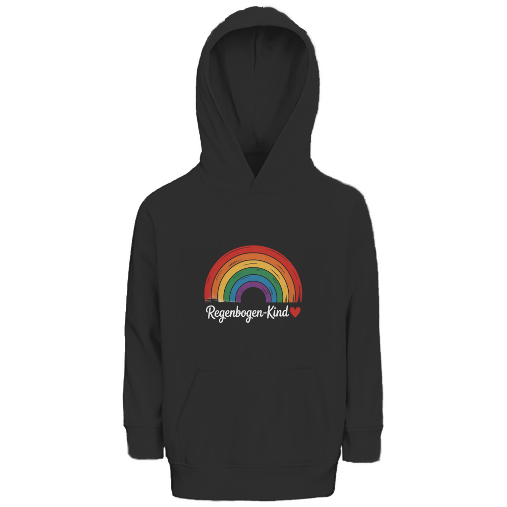 Kinder Bio Hoodie „Regenbogen-Kind“ – Premium Kids Hoodie aus Bio-Baumwolle | Nachhaltiger Motiv Hoodie