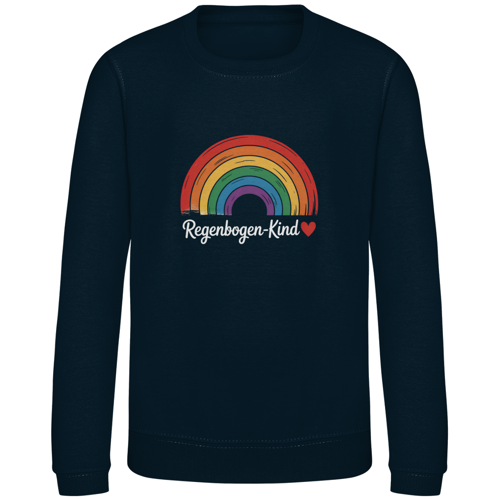 Kinder Sweatshirt „Regenbogen-Kind“ – Premium Kids Pullover | Nachhaltiges Motiv Sweatshirt