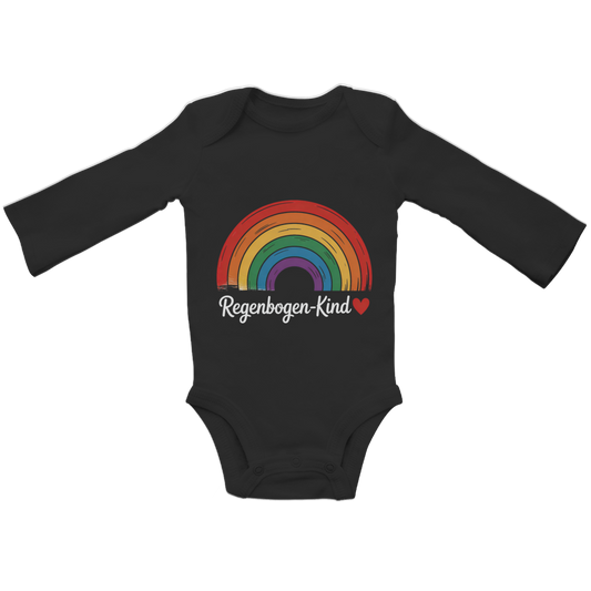 Baby Bio Langarm Body „Regenbogen-Kind“ – Premium Bodysuit aus Bio-Baumwolle | Nachhaltiger Baby Motiv Body