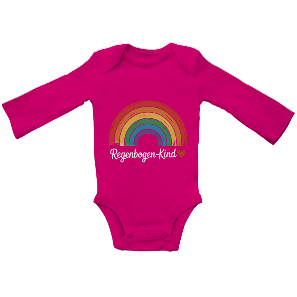 Baby Bio Langarm Body „Regenbogen-Kind“ – Premium Bodysuit aus Bio-Baumwolle | Nachhaltiger Baby Motiv Body