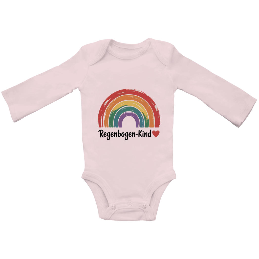 Baby Bio Langarm Body „Regenbogen-Kind“ – Premium Bodysuit aus Bio-Baumwolle | Nachhaltiger Baby Motiv Body