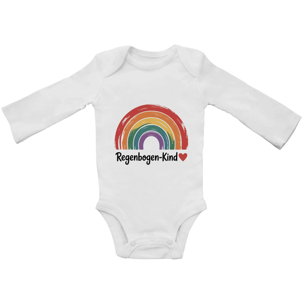 Baby Bio Langarm Body „Regenbogen-Kind“ – Premium Bodysuit aus Bio-Baumwolle | Nachhaltiger Baby Motiv Body