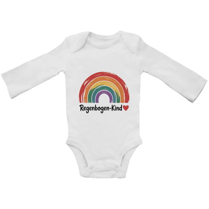 Baby Bio Langarm Body „Regenbogen-Kind“ – Premium Bodysuit aus Bio-Baumwolle | Nachhaltiger Baby Motiv Body