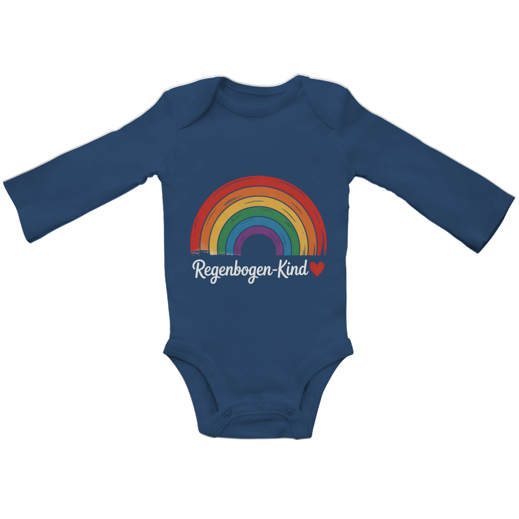 Baby Bio Langarm Body „Regenbogen-Kind“ – Premium Bodysuit aus Bio-Baumwolle | Nachhaltiger Baby Motiv Body