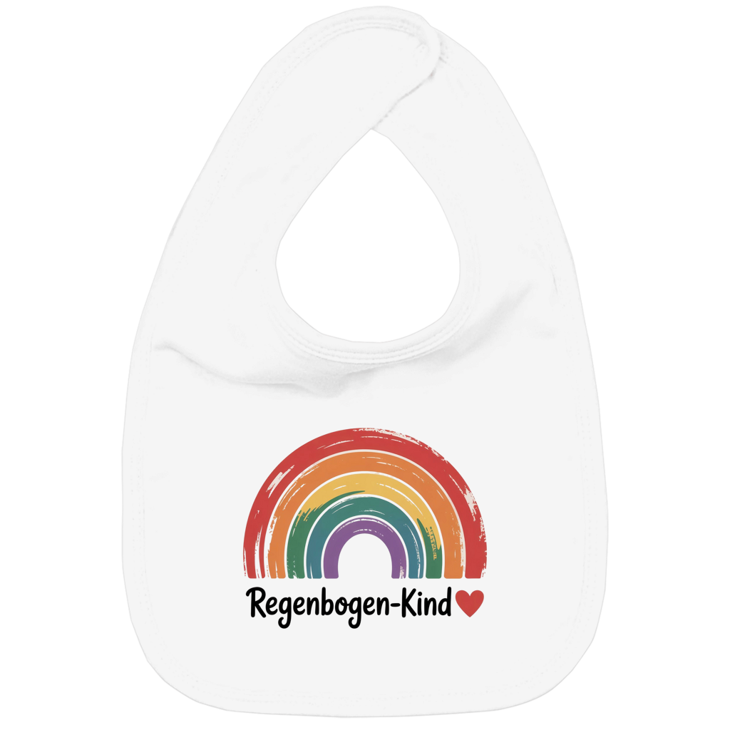 Kinder Bio Lätzchen „Regenbogen-Kind“ – Nachhaltiges Baby Lätzchen aus Bio-Baumwolle | Süßes Motiv Lätzchen