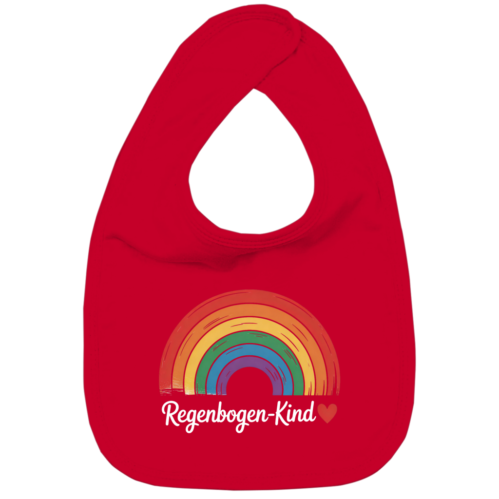 Kinder Bio Lätzchen „Regenbogen-Kind“ – Nachhaltiges Baby Lätzchen aus Bio-Baumwolle | Süßes Motiv Lätzchen