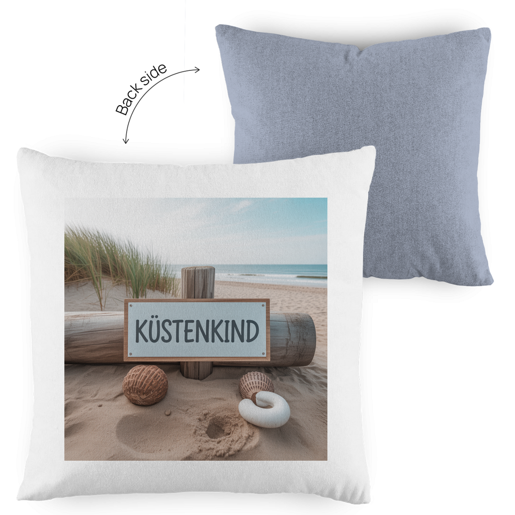 Zweifarbiges Kopfkissen „Küstenkind“ – Dekokissen maritim & modern