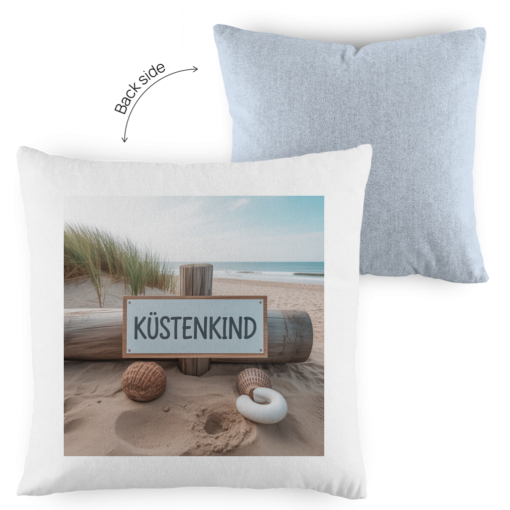Zweifarbiges Kopfkissen „Küstenkind“ – Dekokissen maritim & modern