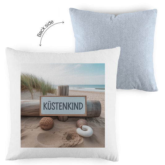 Zweifarbiges Kopfkissen „Küstenkind“ – Dekokissen maritim & modern
