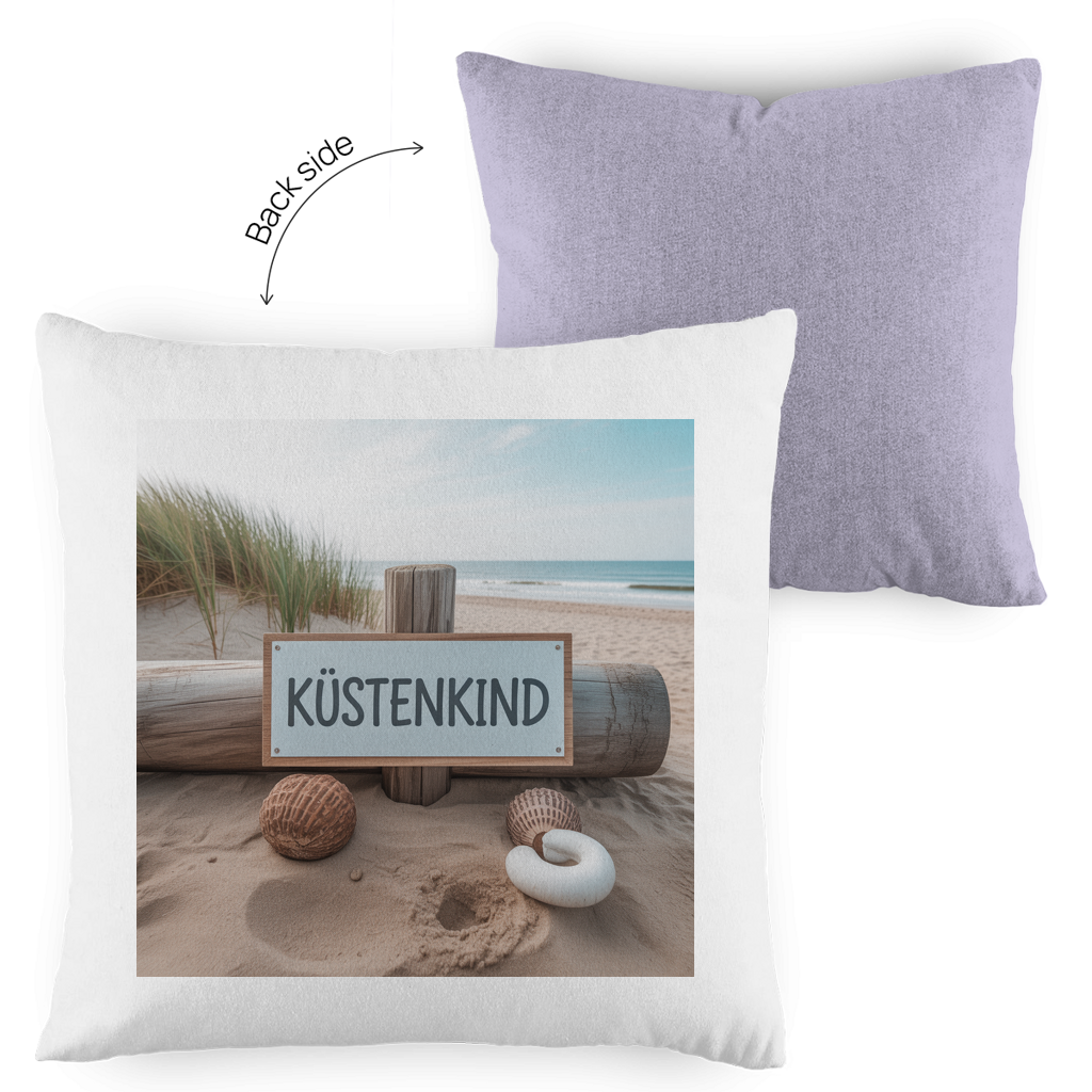 Zweifarbiges Kopfkissen „Küstenkind“ – Dekokissen maritim & modern