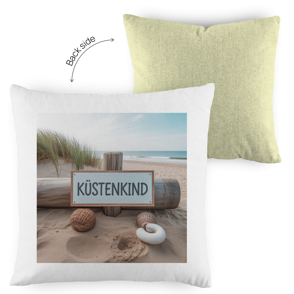 Zweifarbiges Kopfkissen „Küstenkind“ – Dekokissen maritim & modern