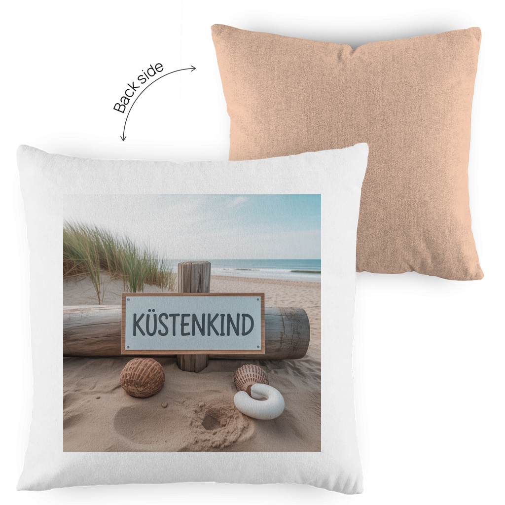 Zweifarbiges Kopfkissen „Küstenkind“ – Dekokissen maritim & modern