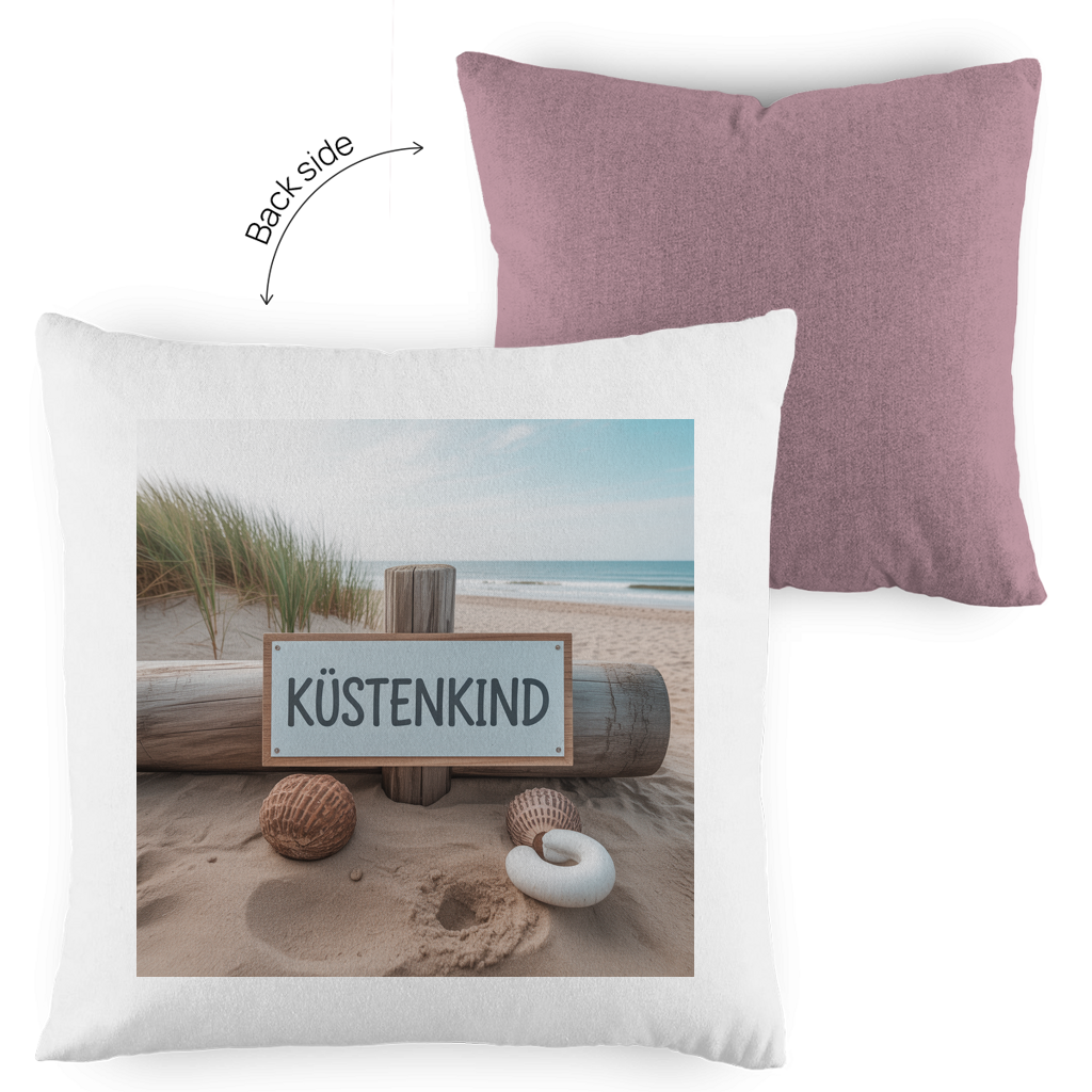 Zweifarbiges Kopfkissen „Küstenkind“ – Dekokissen maritim & modern