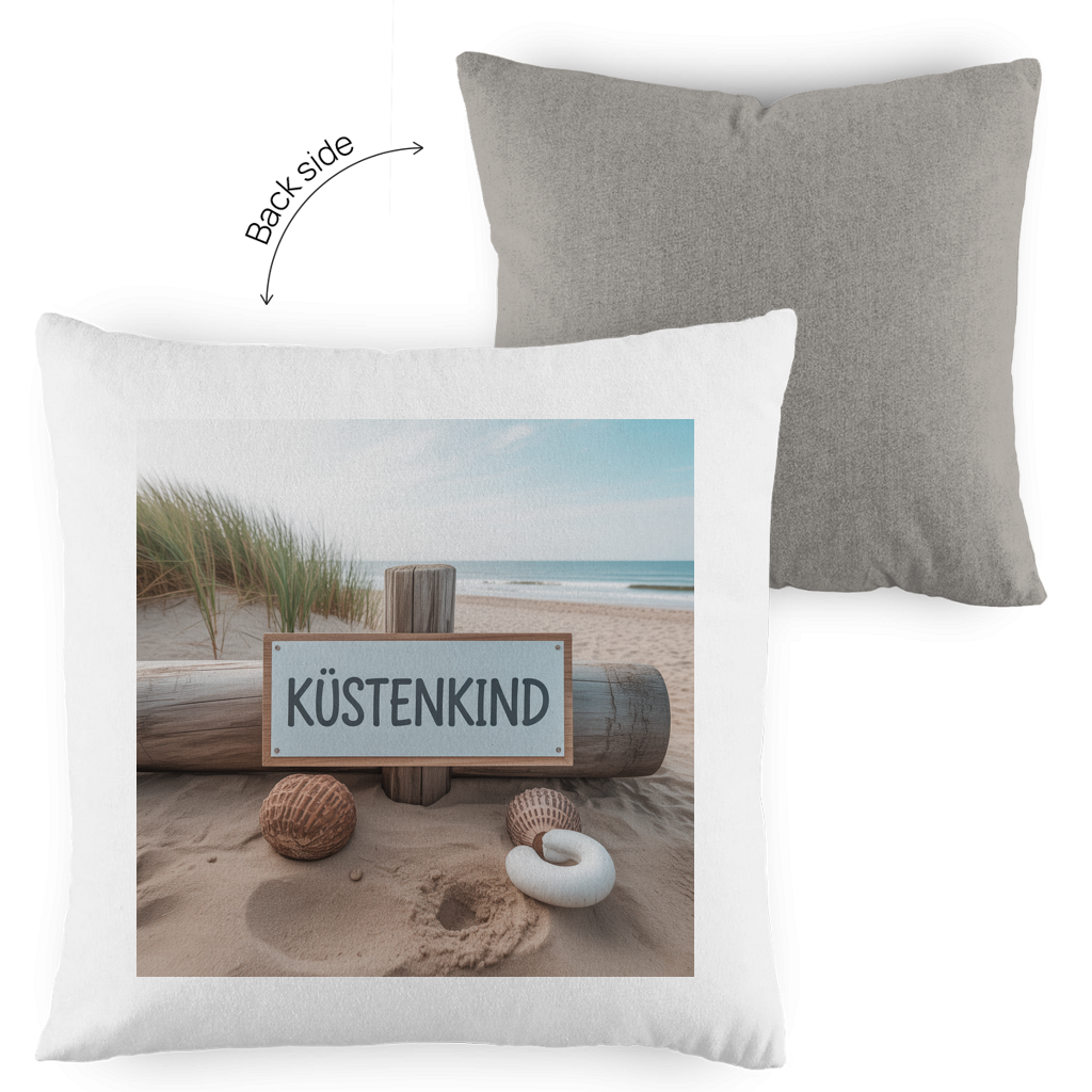 Zweifarbiges Kopfkissen „Küstenkind“ – Dekokissen maritim & modern