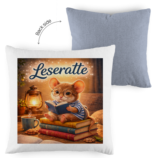 Kopfkissen zweifarbig „Leseratte“ – Dekokissen für Sofa, Bett & Leseecke