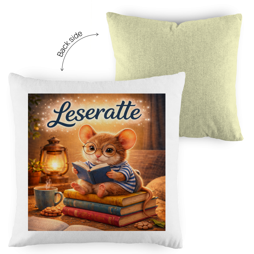 Kopfkissen zweifarbig „Leseratte“ – Dekokissen für Sofa, Bett & Leseecke