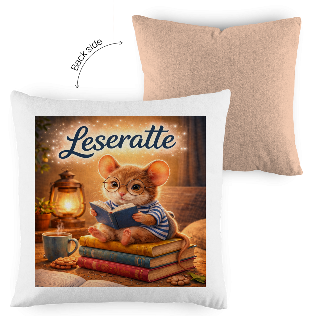 Kopfkissen zweifarbig „Leseratte“ – Dekokissen für Sofa, Bett & Leseecke