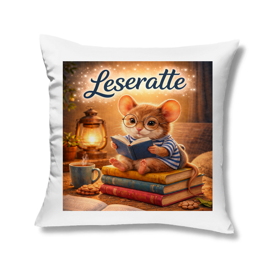 Kopfkissen „Leseratte“ – Gemütliches Dekokissen für Sofa, Bett & Leseecke