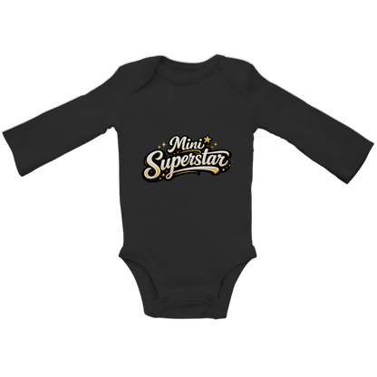 Baby Bio Langarm Body „Mini Superstar“ – Premium Bodysuit aus Bio-Baumwolle | Nachhaltiger Baby Spruch Body