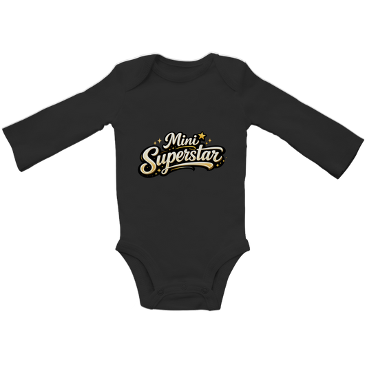 Baby Bio Langarm Body „Mini Superstar“ – Premium Bodysuit aus Bio-Baumwolle | Nachhaltiger Baby Spruch Body